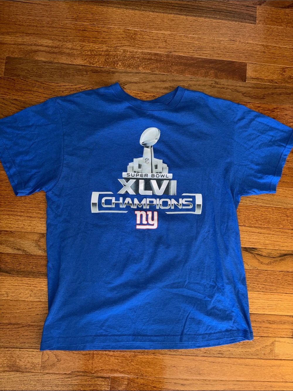 Delta Pro Weight NY Giants Superbowl XLVI Blue Short Sleeve Men’s T Shirt Large
